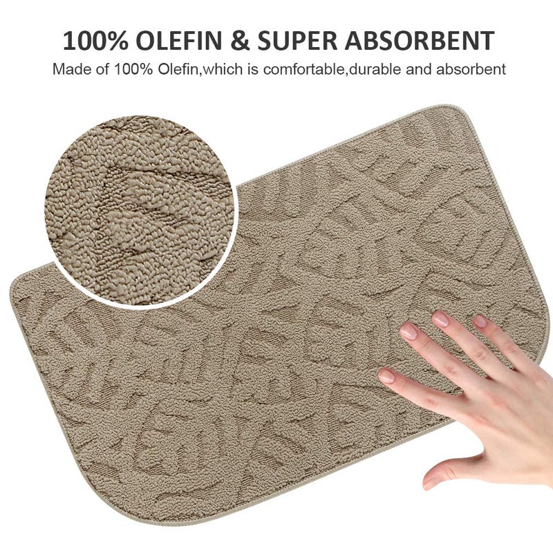 VANZAVANZU Non Slip Kitchen Rugs, 2 Pack 30"x18" Kitchen Mats Half Round Kitchen Carpet Mats, Designed in Latex Backing Absorbent and Machine Washable for Kitchen Doorway Bathroom Floors (Beige) - Image 4